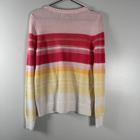 NEW LOFT Women's Multicolor Striped Long Sleeve Knit Pullover Jumper Sweater M - Picture 4 of 7